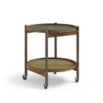 Runder Servierwagen TRAY TABLE 50 von Brdr. Krüger in Eiche geräuchert mit hellgrünem und dunkelgrünem Tablett (Leaf) Servierwagen rund in Eiche geräuchert / Leaf - TRAY TABLE 50 von Brdr. Krüger
