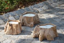 Windlicht FLOWER als ausgefallene Lichtquelle und natürliche Dekoration für den Außenbereich Windlicht FLOWER: Lichtquelle und Deko aus Holz