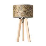 Tischlampe LIGNA mit Holzfuß Tischlampe mit Holzfuß in Zirbe und Lampenschirm Kornblume - LIGNA von LeuchtNatur