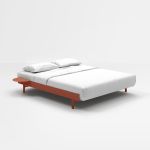 160 cm Ausziehbett aus pulverbeschichtetem Stahl in Terracotta mit Nachhtischen - BED von MOEBE