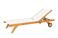 Stilvoller Lounger KATE aus massivem Holz von Traditional Teak mit weißer Textilene Gartenliege aus massivem Holz von Traditional Teak - KATE