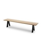 Gartenbank aus Holz und Stahl in Anthrazit mit 200 cm Länge - OVERLAP BENCH von Skagerak