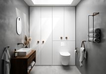 Dank seines schlichten, eleganten Designs fügt sich der Handtuchhalter TOWEL RACK aus Eichenholz und Metall problemlos in bestehende Einrichtungsstile ein By Wirth - TOWEL RACK Design Handtuchhalter aus Holz Eiche und Metall