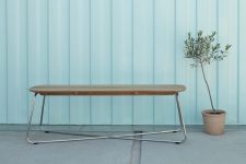 Gartenbank LILIUM BENCH aus Edelstahl und Teak ohne Lehne von Skagerak Gartenbank aus Edelstahl und Teak ohne Lehne - LILIUM BENCH von Skagerak