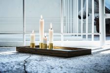 Dekoratives Kerzenhalter-Tablett CANDLE TRAY DE LUXE aus Holz mit Messing von The Oak Men Kerzenhalter-Tablett aus Holz mit Messing CANDLE TRAY DE LUXE von The Oak Men