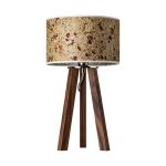 Tischlampe LIGNA mit Holzfuß Tischlampe mit Holzfuß in Nuissbaum und Lampenschirm Rosenbluete - LIGNA von LeuchtNatur