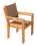 Stapelbarer Gartenstuhl KATE aus Teak von Traditional Teak mit taupefarbenem Textilene-Bezug stapelbarer Gartenstuhl aus Teak - KATE STACKING CHAIR von Traditional Teak