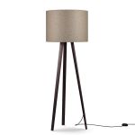 Stehlampe LUCA STAND von maigrau mit Holzgestell aus geräucherter Eiche und einem Textil Lampenschirm aus Filz in bronzegrau Stehlampe mit Dimmer in Eiche geräuchert mit Lampenschirm aus Filz in bronzegrau - LUCA STAND von maigrau