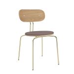 Moderner Stapelstuhl CURIOUS von UMAGE aus Holz mit einem Gestell aus Messing und gepolstertem Sitz in Monrose Stapelstuhl aus Holz gepolstert in Monrose CURIOUS von UMAGE