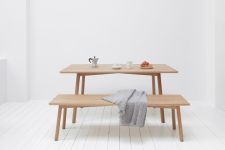 Designer Bank PROFILE BENCH mit Tisch PROFILE TABLE aus hochwertigem, natürlichem Eichenholz Designerbank PROFILE BENCH mit Tisch PROFILE TABLE in Eiche