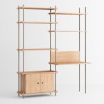 Regal mit Schreibtisch in Eiche geölt / Grau - SHELVING SYSTEM WORKSPACE DOUBLE von MOEBE