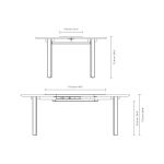 Technische Zeichnung des runden Ausziehtisch aus Holz in dänisches Design COMFORT CIRCLE DINING TABLE von UMAGE