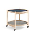 Runder Servierwagen TRAY TABLE 60 von Brdr. Krüger in Buche geölt mit den hell- und dunkelblauem Tablett (Water) Servierwagen rund aus Holz Buche geölt / Water - TRAY TABLE 60 von Brdr. Krüger