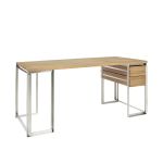 Moderner Design Schreibtisch OUTLINE DESK im spannenden Materialmix aus Eichenholz und rostfreiem Stal von von Kristina Dam Outline Desk von Kristina Dam - Schreibtisch im modernen Design aus Eiche