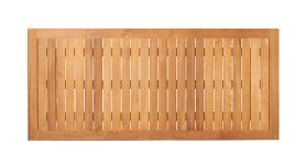 Draufsicht auf den Gartentisch LUNA aus Teakholz von Traditional Teak mit eng aneinandergereihten Holzlamellen Traditional Teak - LUNA Gartentisch aus Teakholz (217 x 90 cm) in der Draufsicht