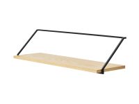 Seitenansicht des Designer Wandregal RAIL SHELF von Audo Copenhagen in Eiche natur Designer Wandregal aus Holz in Eiche natur und Metall - RAIL SHELF von MENU