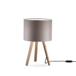 Tischleuchte mit Dimmer in Eiche natur mit Lampenschirm in bronzegrau - LUCA STAND little von maigrau