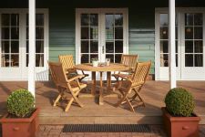 Runder Teakholz-Gartentisch WILLIAM mit Stühlen VICTORIA