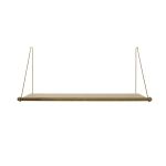 Vorderansicht des Design Wandregal LOOP SHELF in Eiche geölt mit Wandhalterung aus Messing von We Do Wood Designer Wandregal in Eiche geölt und Messing - LOOP SHELF von We Do Wood