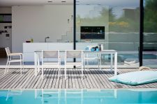 Gartenstuhl stapelbar aus Aluminium und Holz Teak - LUX ALU von Jan Kurtz