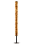 Dimmbare Stehleuchte COLUMNA von LeuchtNatur mit säulenförmigem Lampenschirm aus Holzfurnier in Pappel Maser und schwarzem Lampenfuß Stehleuchte Säule dimmbar in Pappel Maser Schwarz - COLUMNA von LeuchtNatur