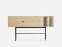 180 cm breites Sideboard ARRAY von WOUD im modernen Materialmix aus weißpigmentiert lackiertem Eichenholz und schwarzem Metall Sideboard aus Holz in Eiche mit Metallgestell (180 cm breit) - ARRAY von WOUD