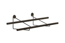 Das Wand Schuhregal SHOE RACK MINI von We Do Wood verbindet dunkel geöltes Eichenholz mit Schwarzstahl We Do Wood SHOE RACK MINI - Wand Schuhregal aus Eiche dunkel und Schwarzstahl