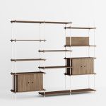 modulares Aufbewahrungssystem in Eiche geräuchert / Weiß - SHELVING SYSTEM WIDE TALL CABINET von MOEBE