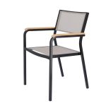 LUX ALU von Jan Kurtz Gartenstuhl aus Aluminium in schwarz und Holz sowie Bezug in schwarz