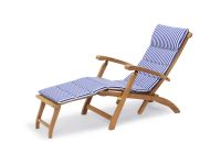 Garten Liegestuhl aus Teak mit Auflage in Dark Blue Stripes - STEAMER DECK CHAIR von Skagerak