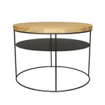 Von take me HOME - AMSTERDAM runder Couchtisch mit Ablage aus Holz und Metall