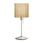 Tischleuchte KOMOREBI SQUARE von UMAGE in Eiche geölt mit einem Lampenständer aus gebürstetem Stahl Tischleuchte mit Lampenschirm aus Holz mit Lampenständer in gebürstetem Stahl- KOMOREBI Square von UMAGE