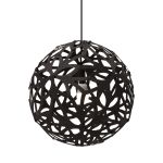runde Pendelleuchte in Bambus schwarz - FLORAL von David Trubridge