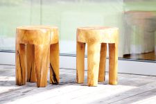runder Hocker JAVA aus hochwertigem, naturbelassenem Teakholz von Jan Kurtz Hocker JAVA rund aus Teak von Jan Kurtz