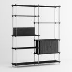 modulares Aufbewahrungssystem in Eiche schwarz / Edelstahl- SHELVING SYSTEM TALL CABINET von MOEBE
