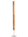 Dimmbare Stehleuchte COLUMNA von LeuchtNatur mit säulenförmigem Lampenschirm aus Holzfurnier in Eiche und schwarzem Lampenfuß Stehleuchte Säule dimmbar in Eiche Edelstahl - COLUMNA von LeuchtNatur