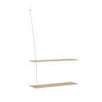 Hängeregal STEDGE SHELF von WOUD in Eiche, weißpigmentiert lackiert mit Messingaufhängung Hängeregal aus Holz in Eiche, weißpigmentiert lackiert und Messing - STEDGE SHELF von WOUD