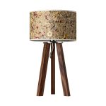 Tischlampe LIGNA mit Holzfuß Tischlampe mit Holzfuß in Nuissbaum und Lampenschirm Almwiese - LIGNA von LeuchtNatur
