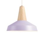 Design Pendelleuchte EIKON CIRCUS von Schneid in der Holzart Esche mit lavendelfarbenem Lampenschirm Pendelleuchte Esche Lavendel - EIKON CIRCUS von Schneid