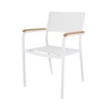 Gartenstuhl aus Aluminium in weiß und Holz sowie Bezug in weiß LUX ALU von Jan Kurtz
