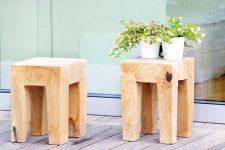 Hocker JAVA quadratisch aus Teak von Jan Kurtz