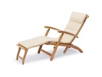 Garten Liegestuhl aus Teak mit Auflage in Golden Yellow Stripes - STEAMER DECK CHAIR von Skagerak