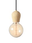 Glühbirne als Lampe mit Holzfassung in Eiche geölt und schwarzem Textilkabel BRIGHT SPROUT - Glühbirne als Lampe in Eiche geseift von Nordic Tales