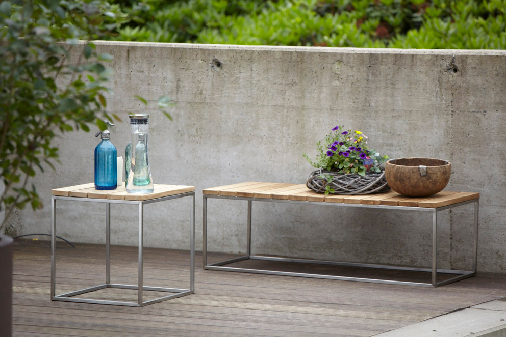 Beistelltisch aus Holz und Edelstahl LUX von Jan Kurtz HolzDesignPur