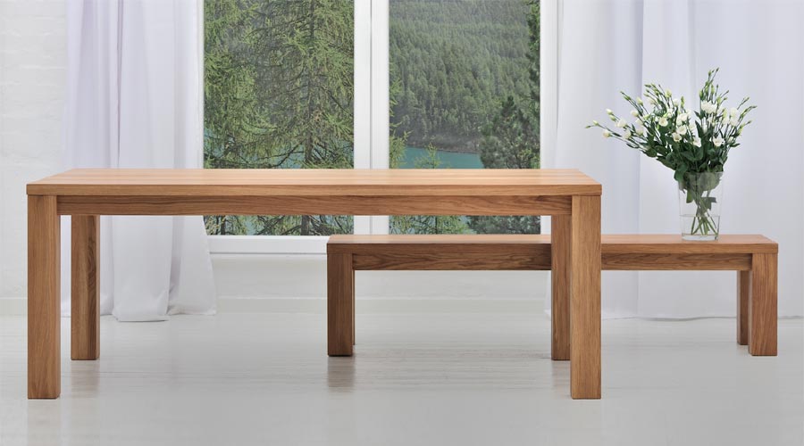 Massiver küchentisch holztisch cubus vitamin design