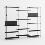 Wandregalsystem in Eiche schwarz / Schwarz - SHELVING SYSTEM WIDE TALL SHELVES von MOEBE