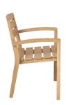 Seitenansicht des modernen Teak Stuhls CARLOS mit Armlehne von Traditional Teak Seitenansicht stapelbarer Teak Stuhl mit Armlehne - CARLOS von Traditional Teak