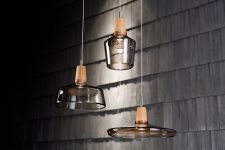 Cluster Pendelleuchte aus Glas und Holz - INDUSTRIAL von dreizehngrad