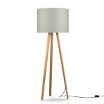 Stehlampe LUCA STAND von maigrau mit Holzgestell aus geölter Eiche und einem Textil Lampenschirm aus Filz in naturweiß Stehlampe mit Dimmer in Eiche natur mit Lampenschirm aus Filz in naturweiß - LUCA STAND von maigrau