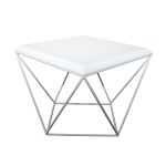 Design Couchtisch TULIP mit weißem Gestell und weißer MDF-Platte Design Couchtisch weiß - TULIP von take me HOME